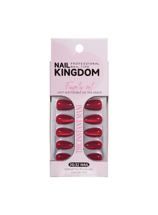 32Pcs Press On False Nails,Short Red Cat-Eye Almond-Shaped Artificial Nails, Perfectly Create a Fashionable Nail Art Effect. Fake Acrylic Nails With Glue Kit.False Nails Art DIY Gifts For Women. - view 5